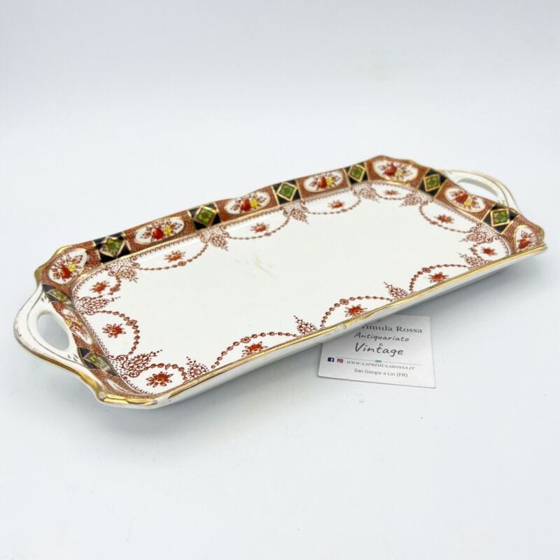Piatto rettangolare antico in ceramica vassoio con manici Inglese anni 20 Categoria  Piatti Vassoio