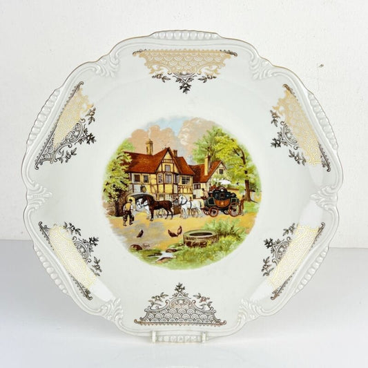 Piatto vassoio antico in ceramica crema Bavaria Stazione Ferroviaria anni 50 Categoria  Piatti Vassoio