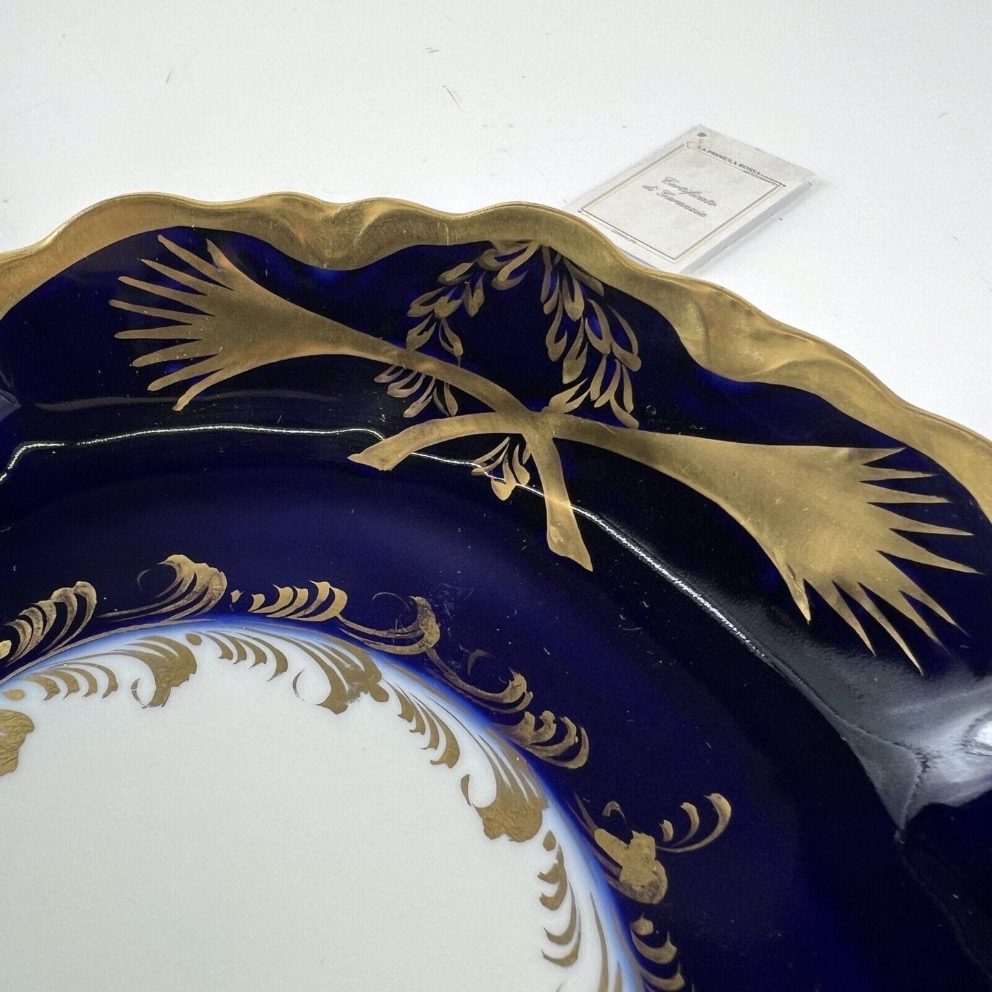 Piatto Vassoio antico in porcellana Limoges Pate blu cobalto e oro centrotavola Categoria  Piatti Vassoio