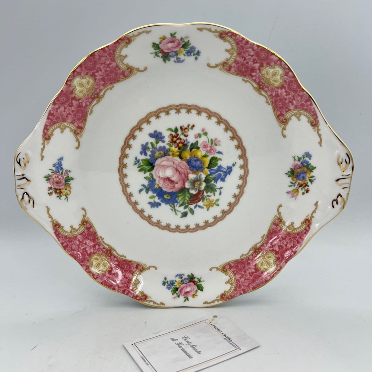 Piatto Vassoio per dolci con manici Royal Albert Lady Carlyle 1944 Porcellana Categoria  Centrotavola e Ciotole