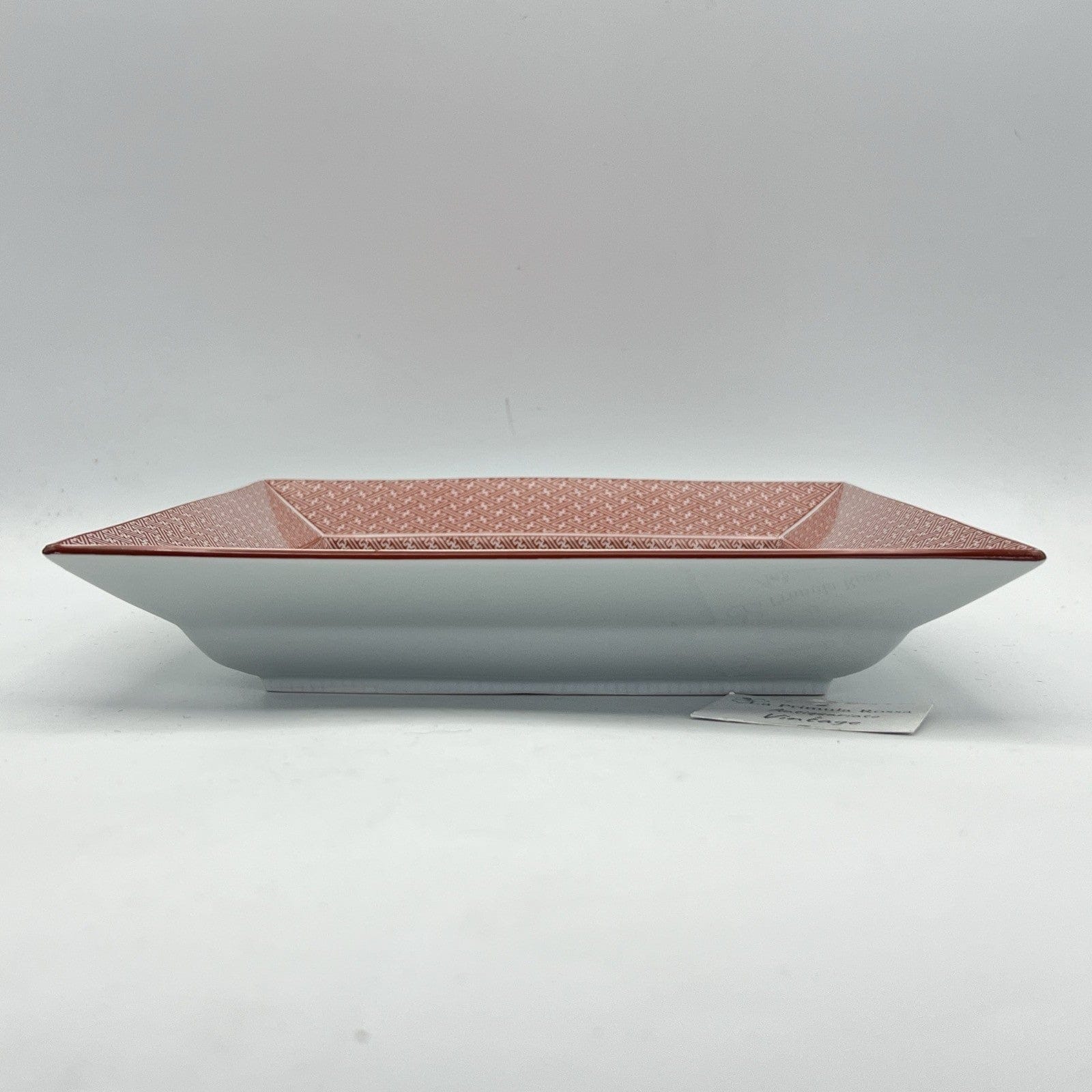 Piatto Vassoio Quadrato in porcellana Vintage Sayagata bianco Rosso Labirinto Categoria  Piatti e Piattini