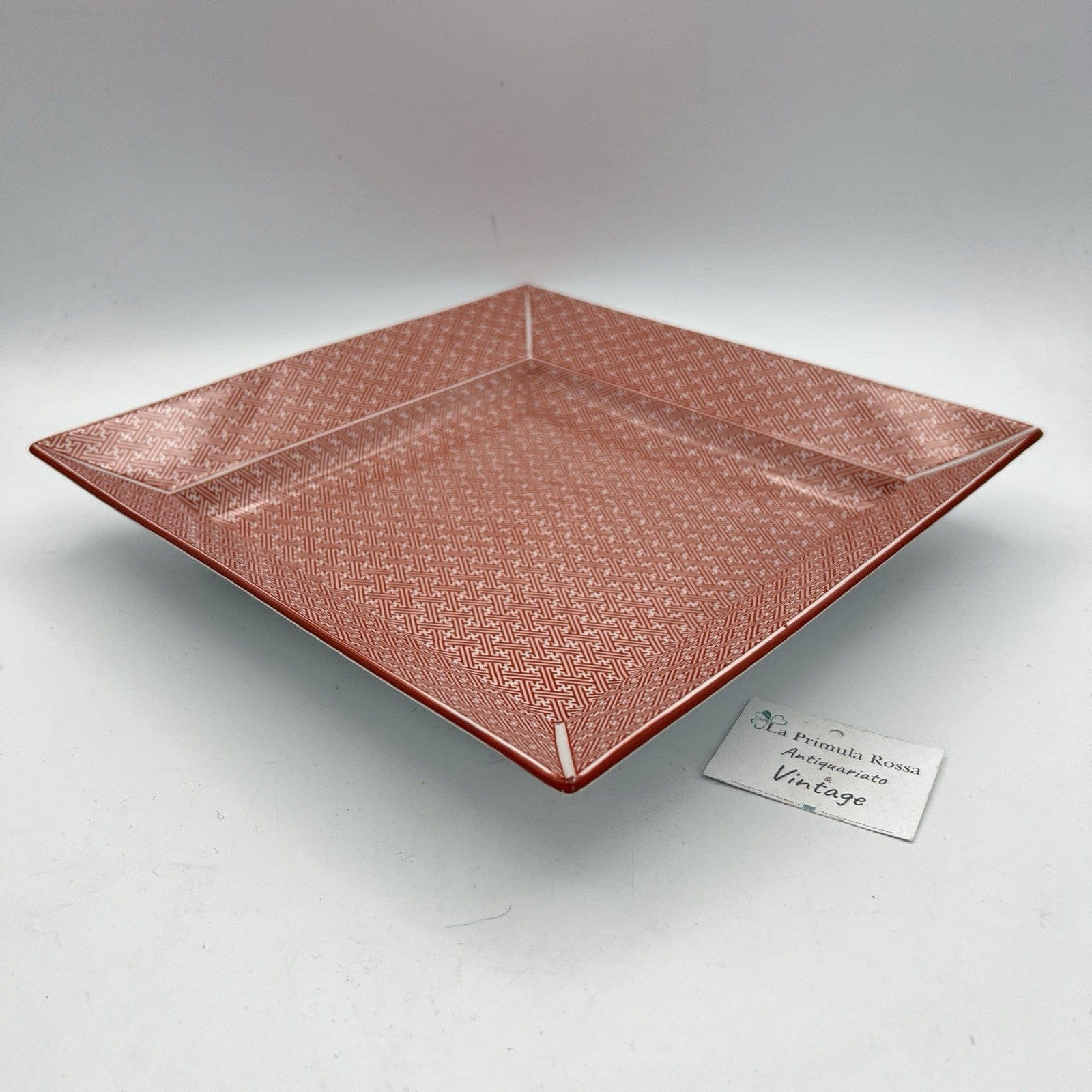 Piatto Vassoio Quadrato in porcellana Vintage Sayagata bianco Rosso Labirinto Categoria  Piatti e Piattini