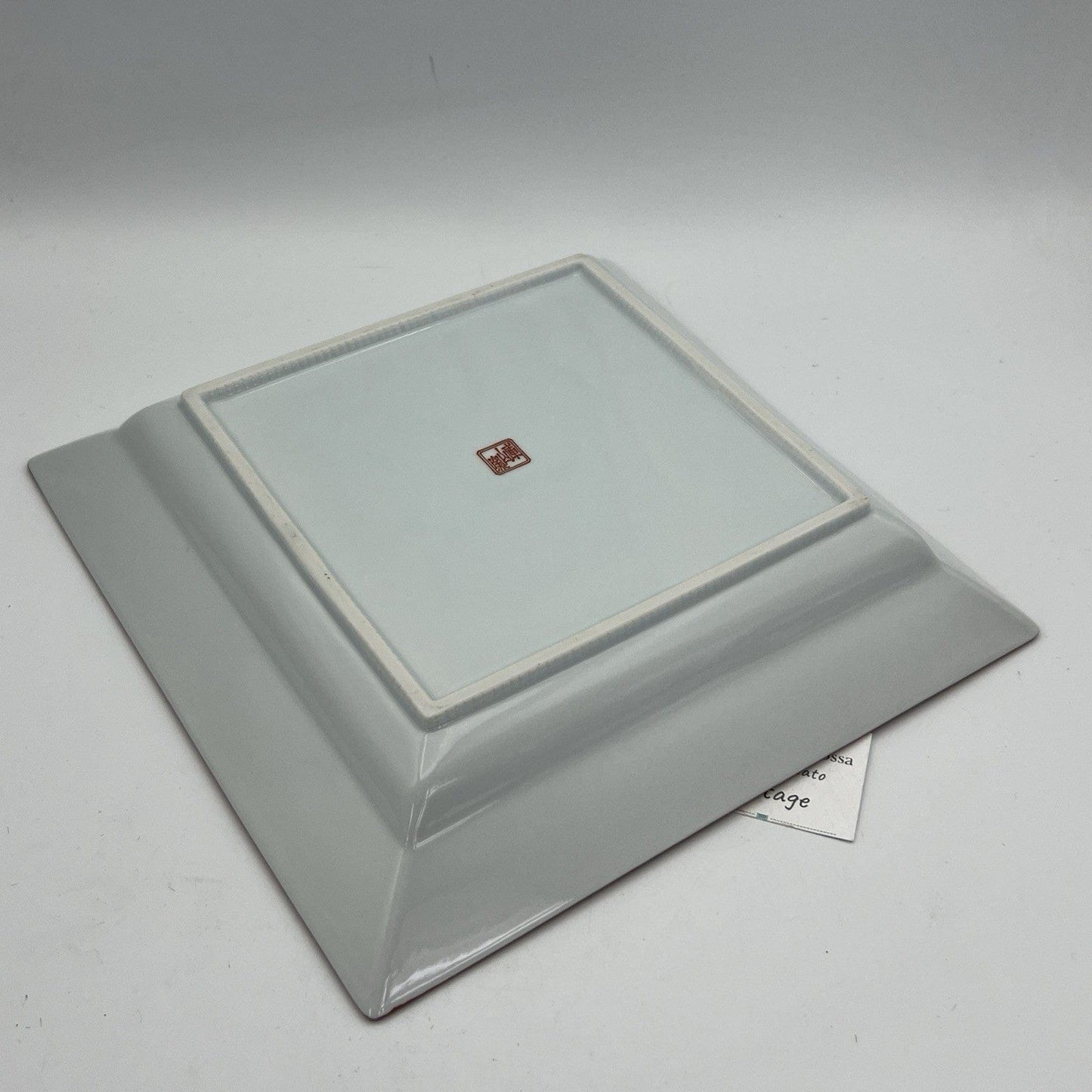 Piatto Vassoio Quadrato in porcellana Vintage Sayagata bianco Rosso Labirinto Categoria  Piatti e Piattini