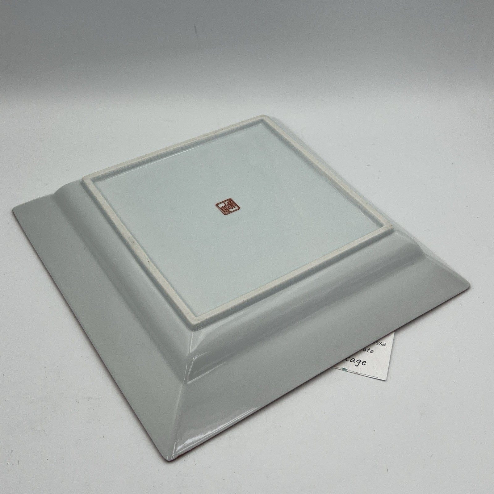 Piatto Vassoio Quadrato in porcellana Vintage Sayagata bianco Rosso Labirinto Categoria  Piatti e Piattini