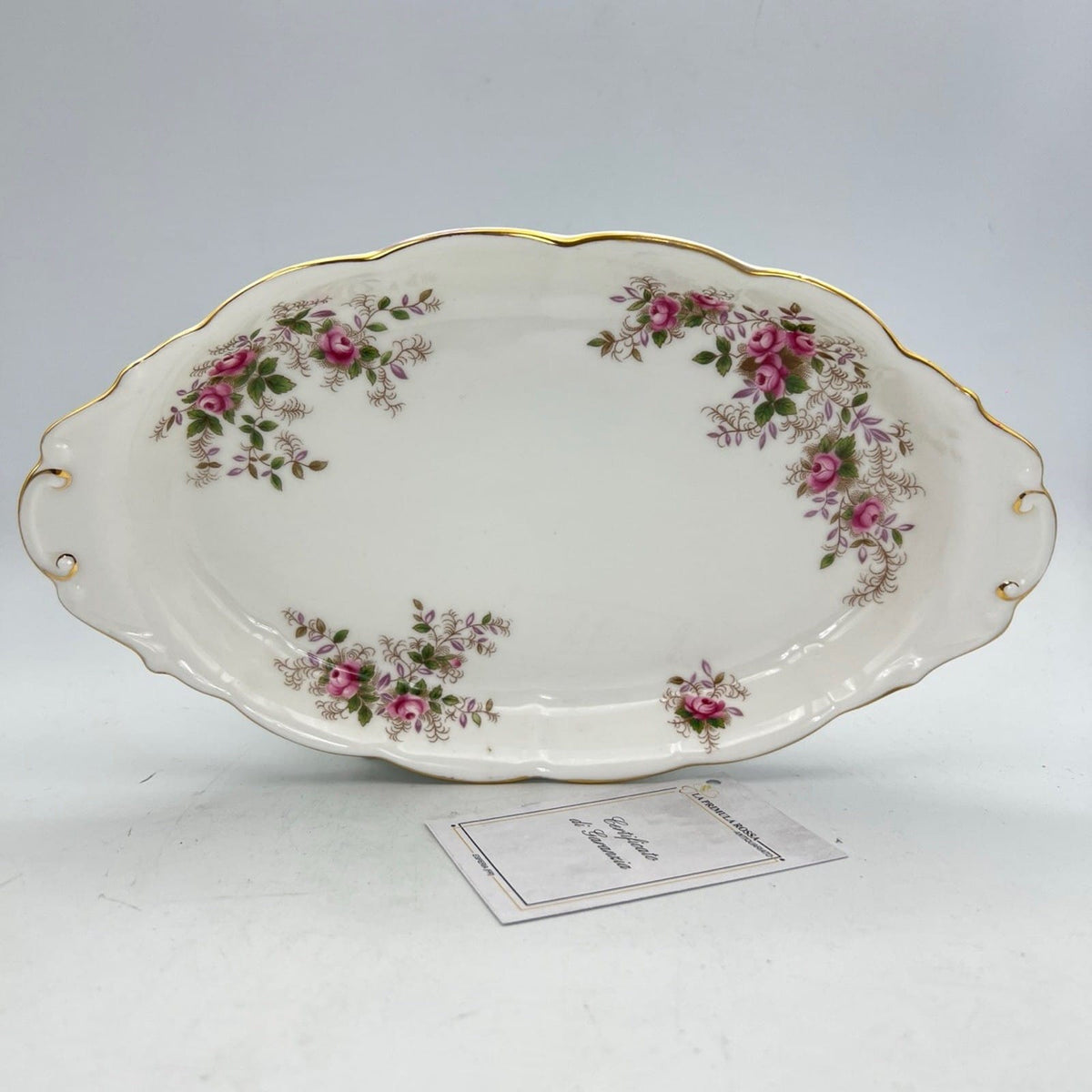 Piatto Vassoio Vassoietto con manici Royal Albert Lavender Rose 1961 Porcellana Categoria  Centrotavola e Ciotole