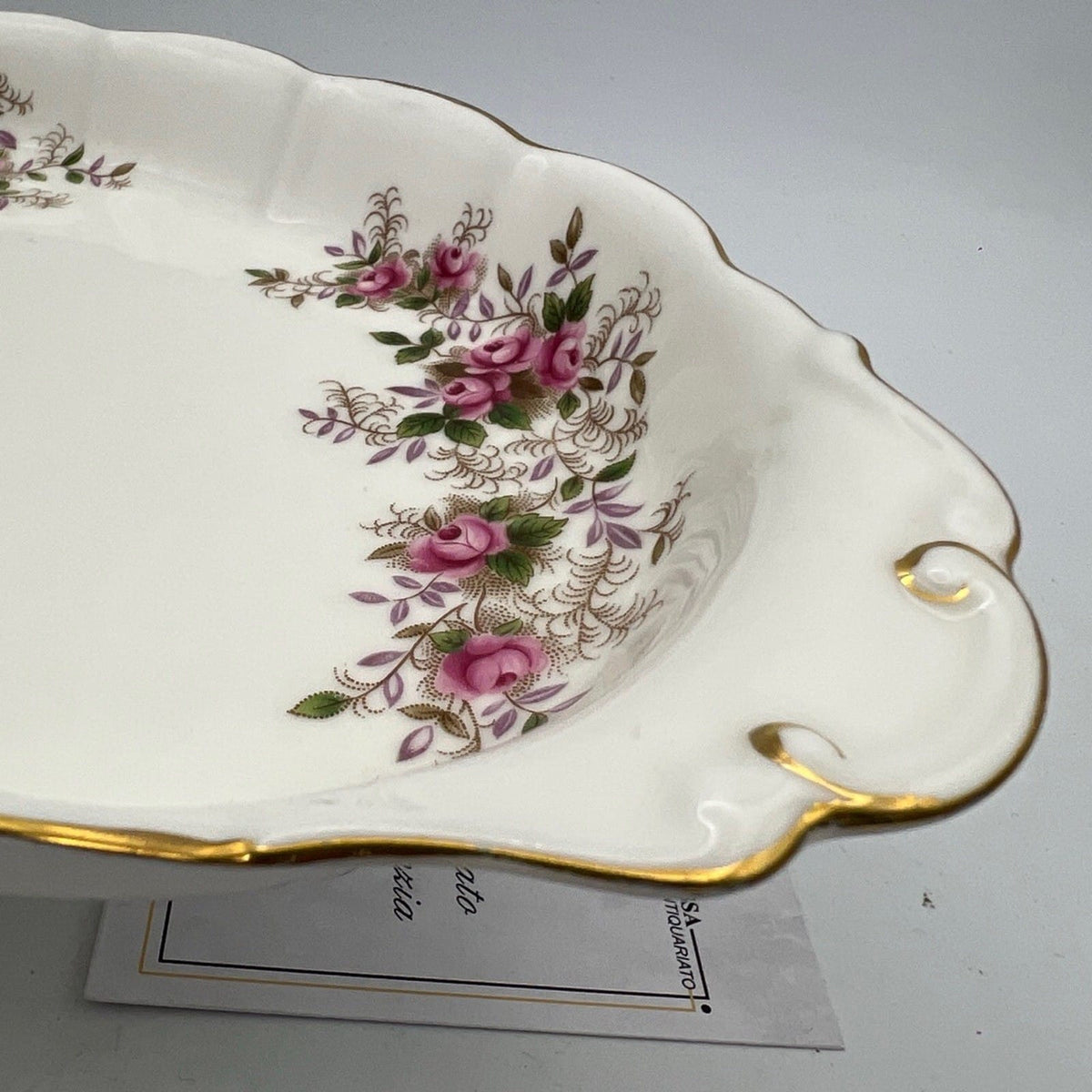 Piatto Vassoio Vassoietto con manici Royal Albert Lavender Rose 1961 Porcellana Categoria  Centrotavola e Ciotole