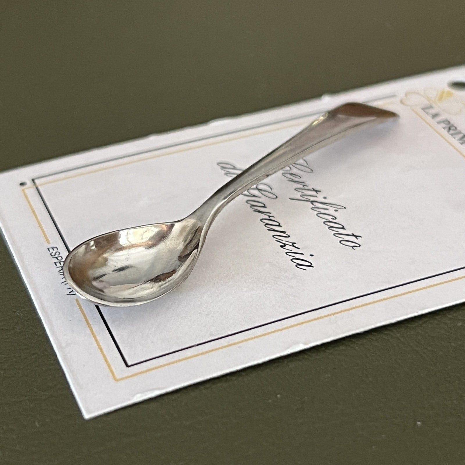 Piccolo Cucchiaino antico per sale spezie senape  in Acciaio staybrite Vintage Categoria  Sheffield & Argento