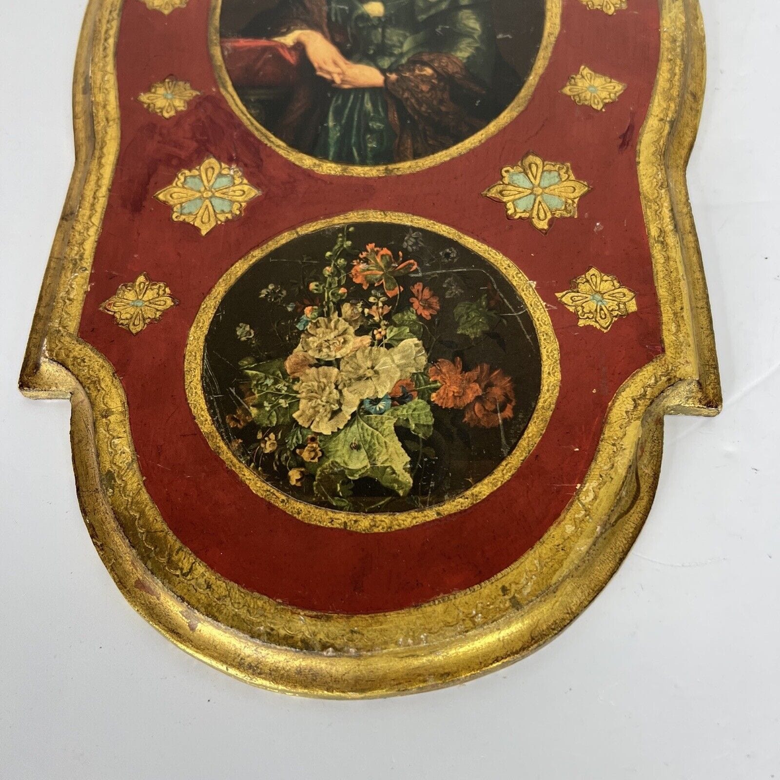 Placca da muro in legno decorativa parete stile antico fiorentino ritratto fiori Categoria  altro
