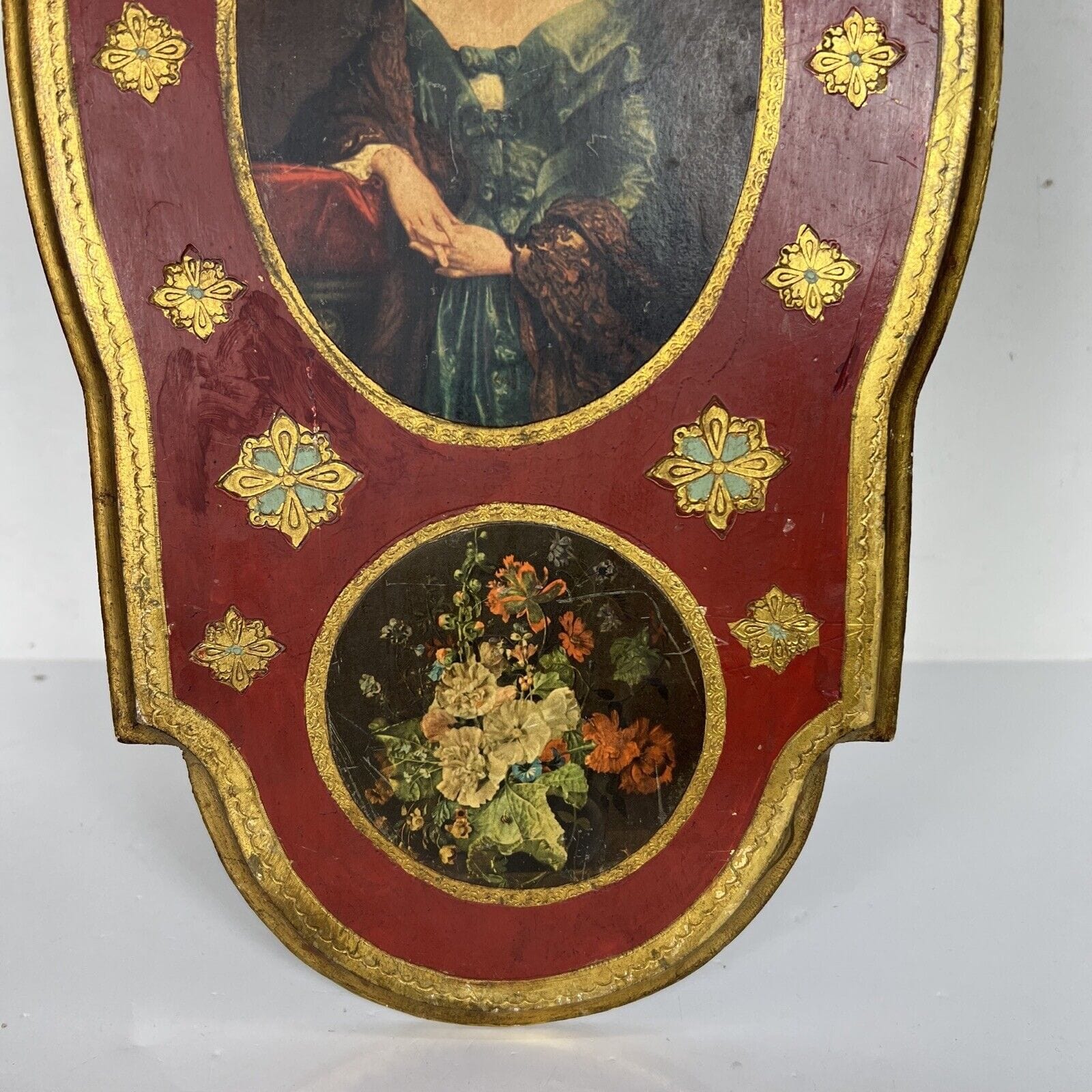 Placca da muro in legno decorativa parete stile antico fiorentino ritratto fiori Categoria  altro