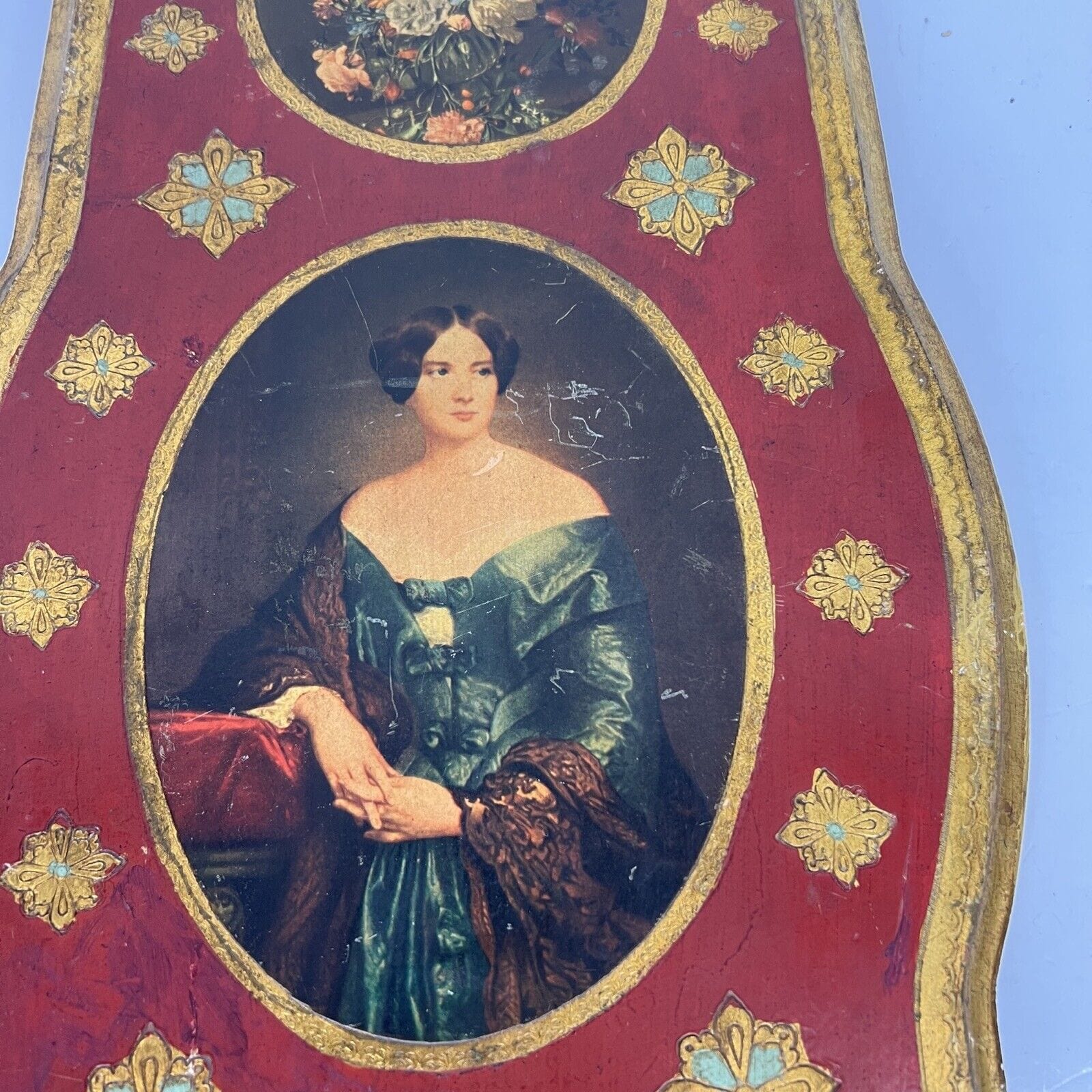 Placca da muro in legno decorativa parete stile antico fiorentino ritratto fiori Categoria  altro