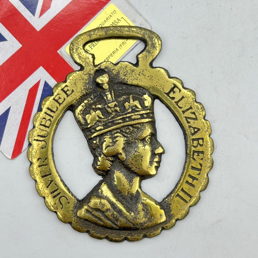Placca In ottone inglese Ritratto Regina Elisabetta Casa Reale commemorativa Categoria  Collezionismo:Personaggi da collezione:Altri personaggi