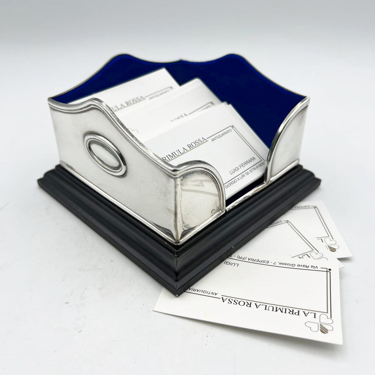 Porta biglietti da visita foglietti note scrivania in Argento Placcato anni '80 Categoria  Sheffield & Argento