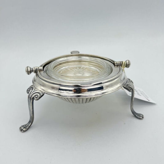 Porta caviale in argento Sheffield Silver plated e vetro Stile Antico 900 Burro Categoria  Sheffield & Argento