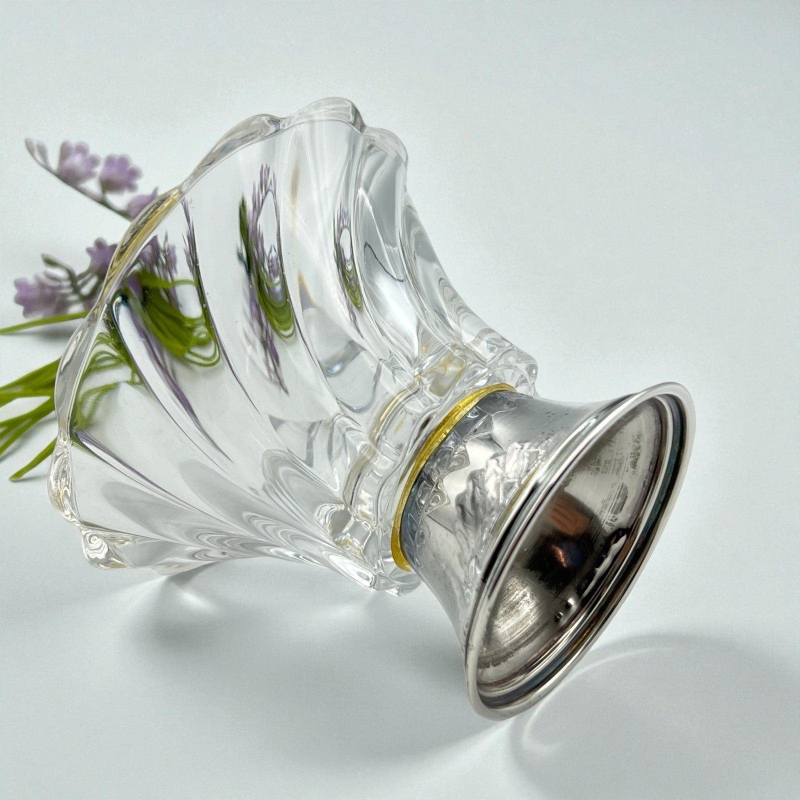 Porta confetti bon bon gioielli in Argento 800 Cristallo vetro Alzatina anni 70 Categoria  Sheffield & Argento