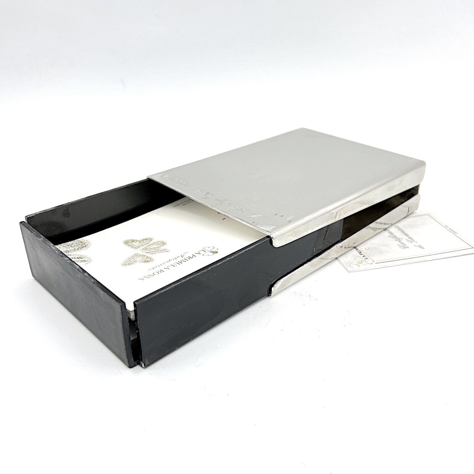 Portabiglietti da visita scrivania in Argento Placcato Alitalia anni '70 design Categoria  Sheffield & Argento