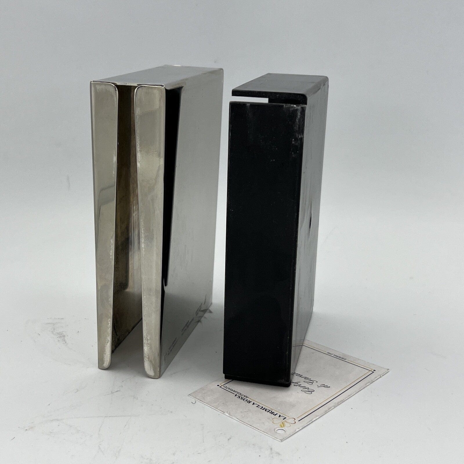 Portabiglietti da visita scrivania in Argento Placcato Alitalia anni '70 design Categoria  Sheffield & Argento