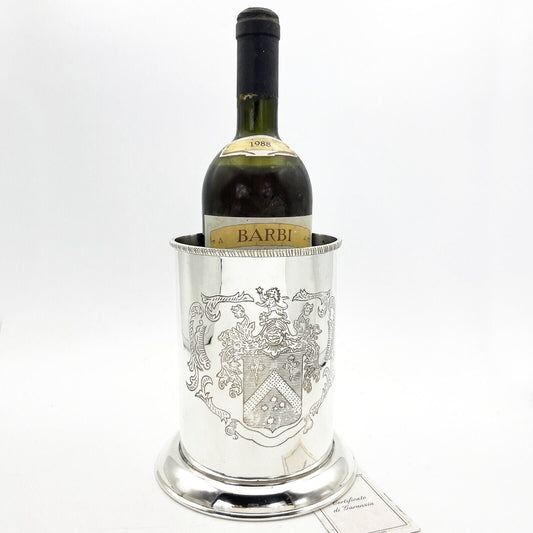 Portabottiglia in argento sheffield silver plated vintage secchiello per vino XX Categoria  Sheffield & Argento