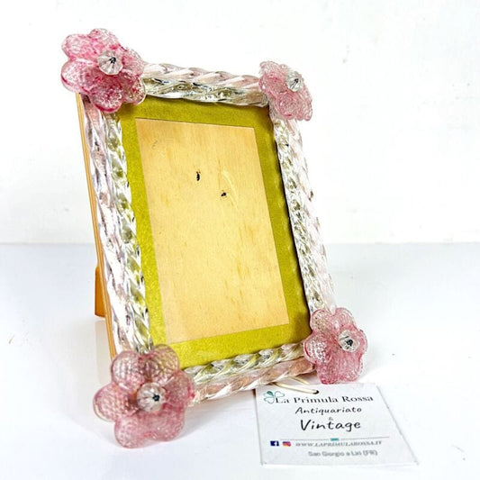 Portafoto Veneziano in Vetro di Murano Vintage anni 70 80 cornice da tavolo Categoria  Vetri e Cristalli