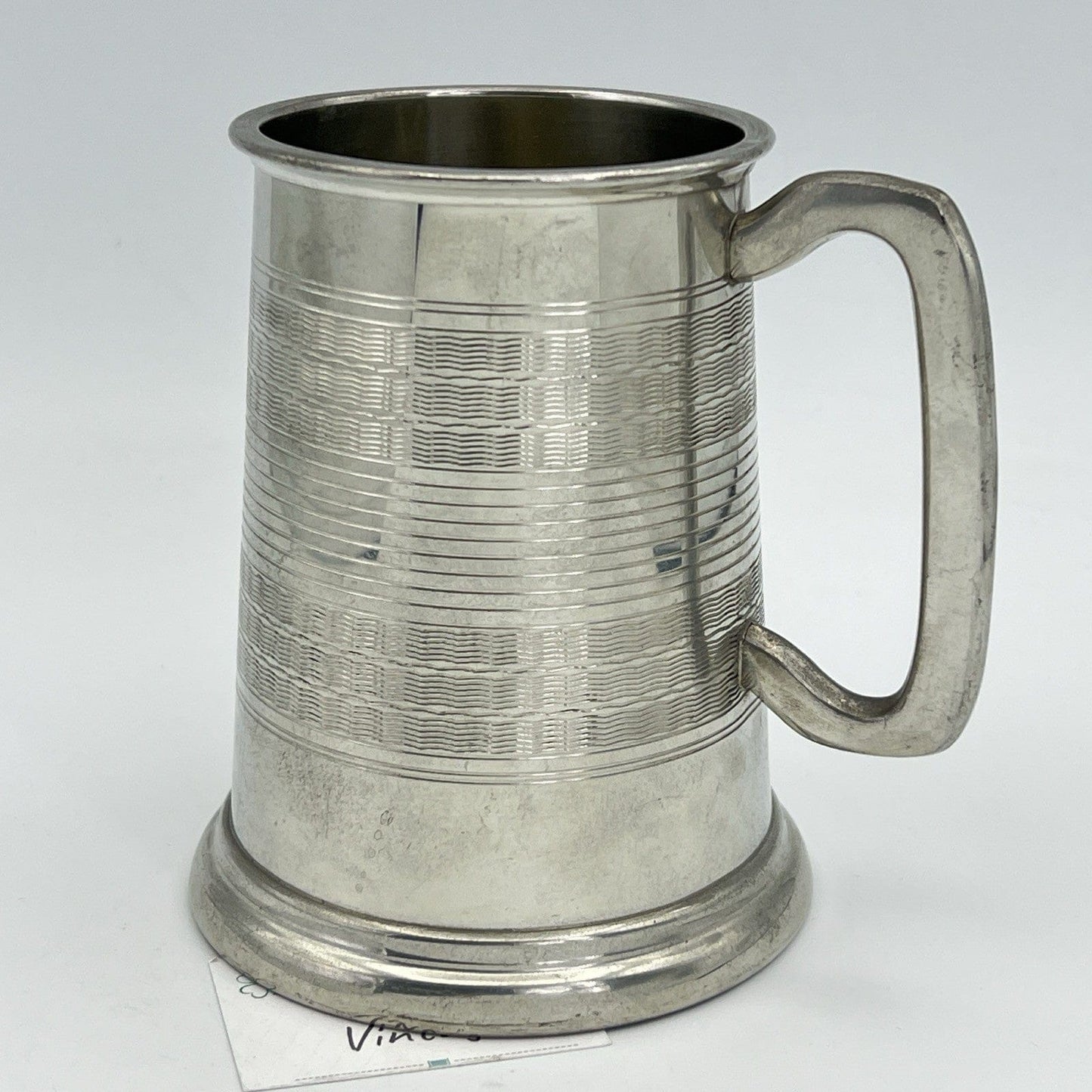 Portapenne da scrivania antico in metallo peltro boccale d'epoca 900 inglese XL Categoria  Sheffield & Argento