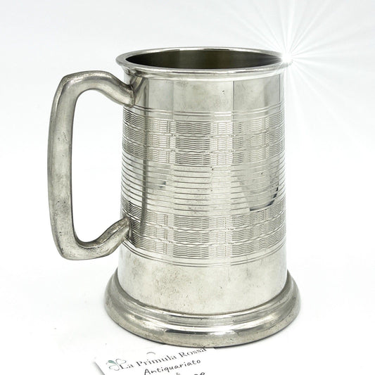 Portapenne da scrivania antico in metallo peltro boccale d'epoca 900 inglese XL Categoria  Sheffield & Argento