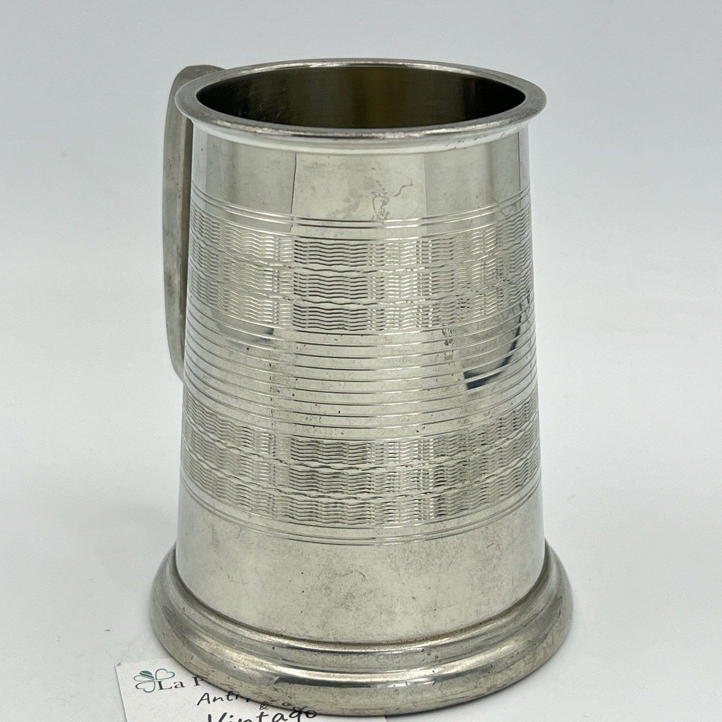 Portapenne da scrivania antico in metallo peltro boccale d'epoca 900 inglese XL Categoria  Sheffield & Argento