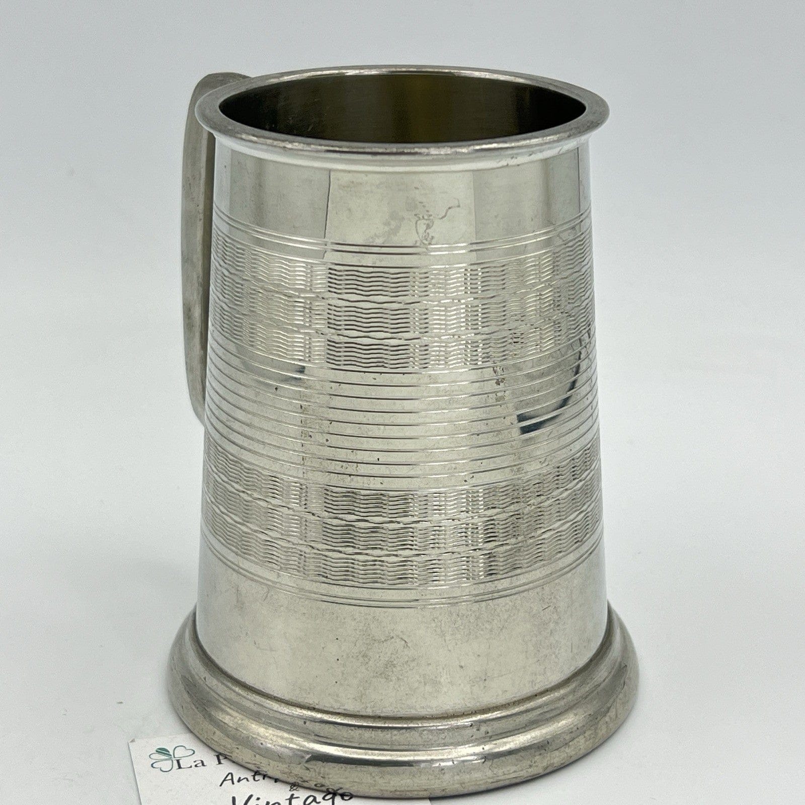 Portapenne da scrivania antico in metallo peltro boccale d'epoca 900 inglese XL Categoria  Sheffield & Argento