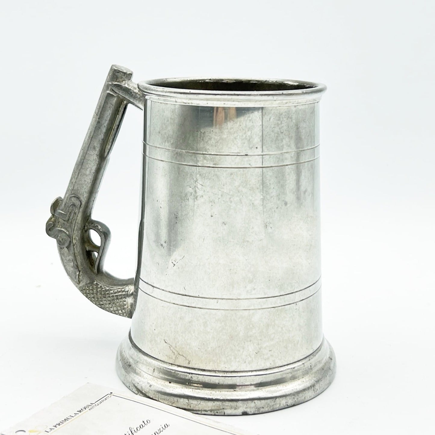 Portapenne da scrivania antico in metallo peltro boccale Sheffield 900 inglese Categoria  Sheffield & Argento