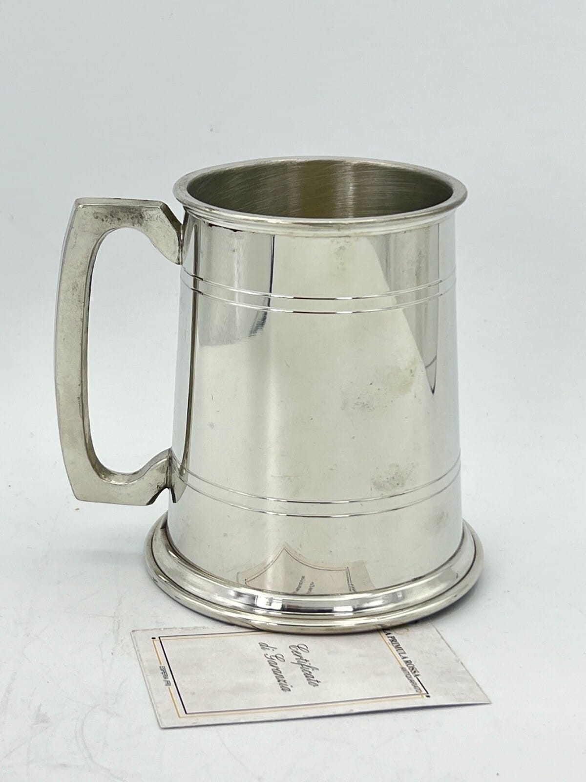 Portapenne da scrivania antico in metallo peltro boccale Sheffield 900 inglese Categoria  Sheffield & Argento