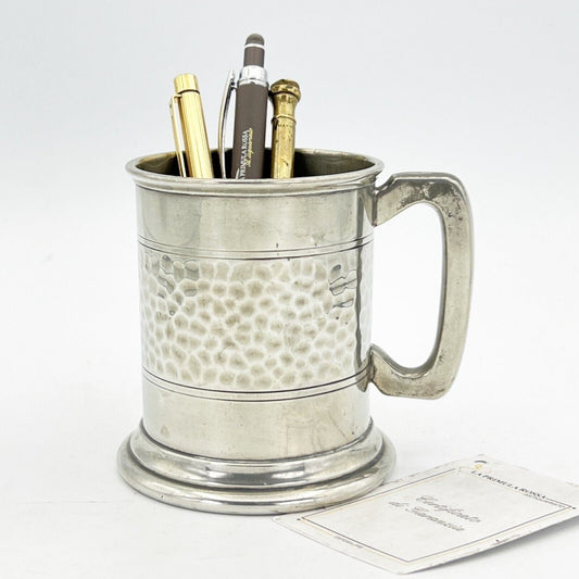 Portapenne da scrivania antico in peltro boccale d'epoca 900 inglese Sheffield Categoria  Sheffield & Argento