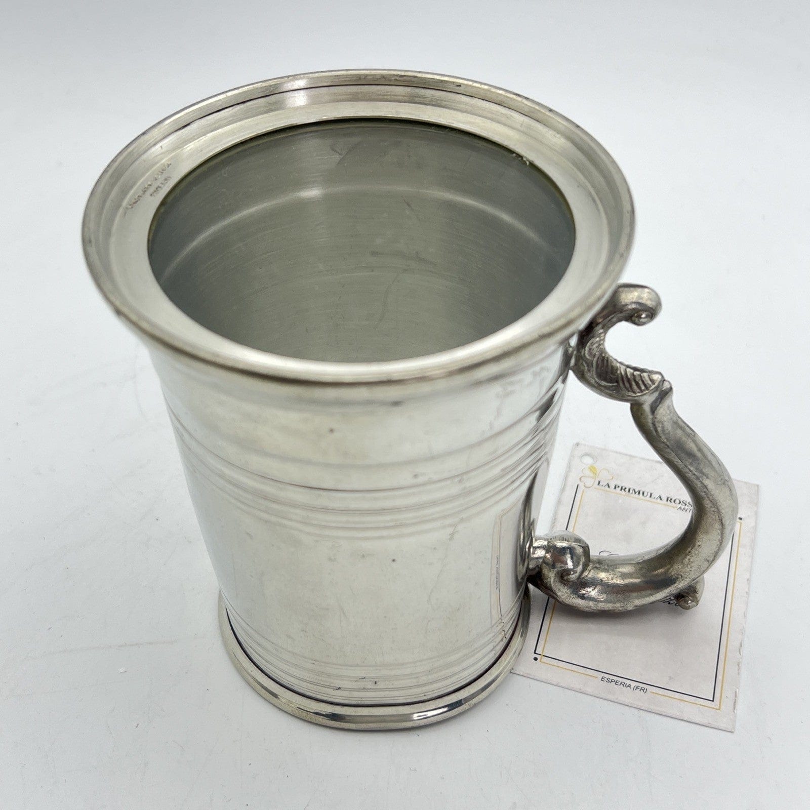Portapenne da scrivania Antico in peltro e vetro boccale d'epoca 900 inglese Categoria  Sheffield & Argento