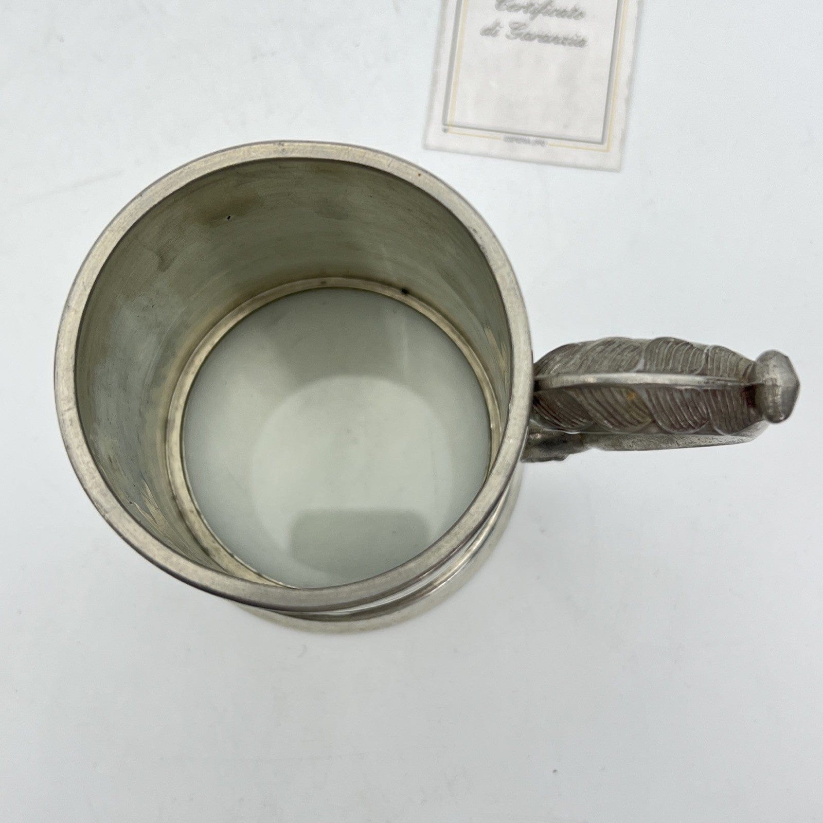 Portapenne da scrivania Antico in peltro e vetro boccale d'epoca 900 inglese Categoria  Sheffield & Argento