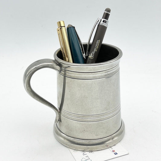 Portapenne da scrivania stile antico in argento sheffield boccale silver peltro Categoria  Sheffield & Argento