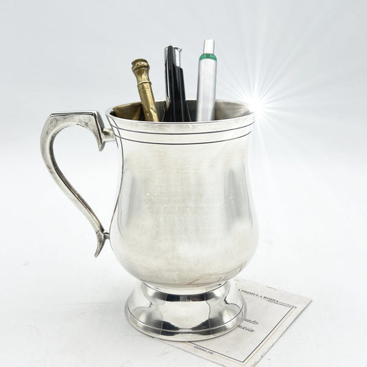 Portapenne da scrivania stile antico in argento silverplate sheffield boccale X Categoria  Sheffield & Argento