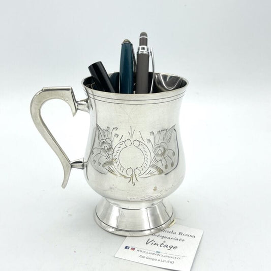 Portapenne da scrivania stile antico in argento silverplate sheffield boccale X Categoria  Sheffield & Argento