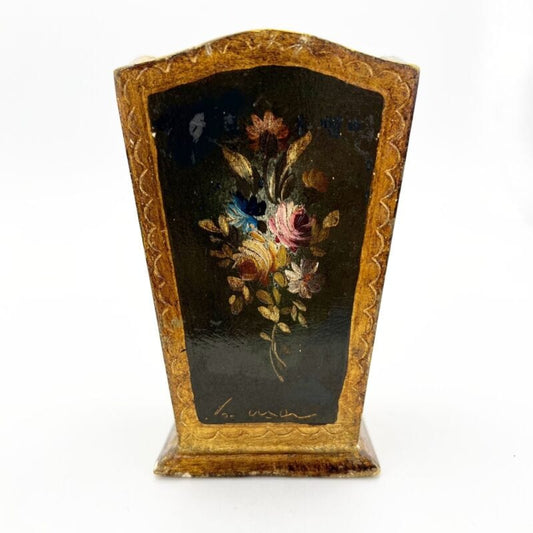 Portapenne da scrivania vintage in Legno stile antico Fiorentino Dipinto Firmato Categoria  Accessori scrivania e ufficio