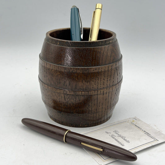 Portapenne in Legno stile antico a forma di Botte Vintage da scrivania Inglese Categoria  Accessori scrivania e ufficio