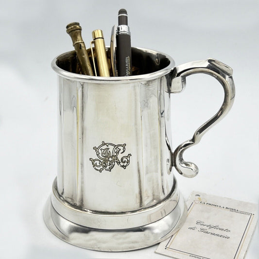 Portapenne inglese da scrivania in argento Silver Plated Boccale stile antico Categoria  Sheffield & Argento
