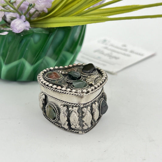 Portapillole a cuore vintage in Argento Silver plated Scatolina con pietre Categoria  Sheffield & Argento