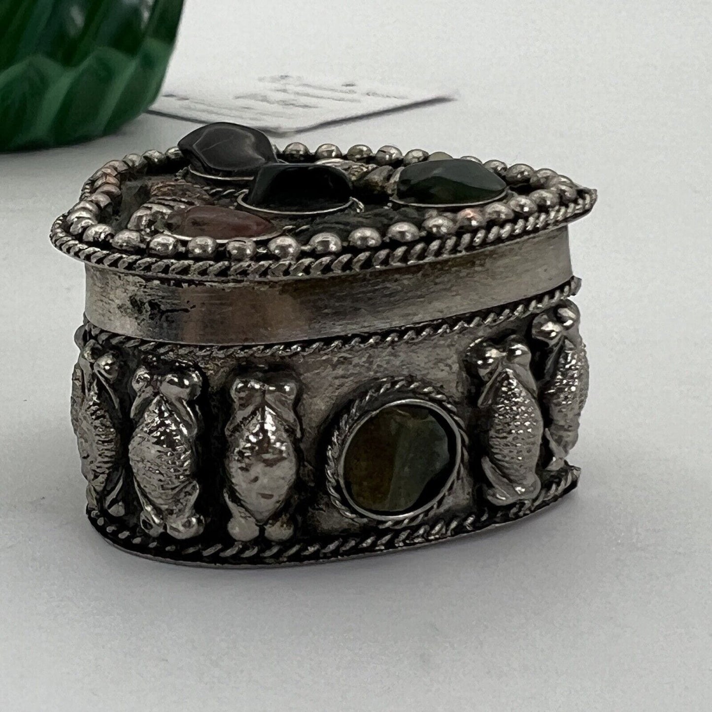 Portapillole a cuore vintage in Argento Silver plated Scatolina con pietre Categoria  Sheffield & Argento