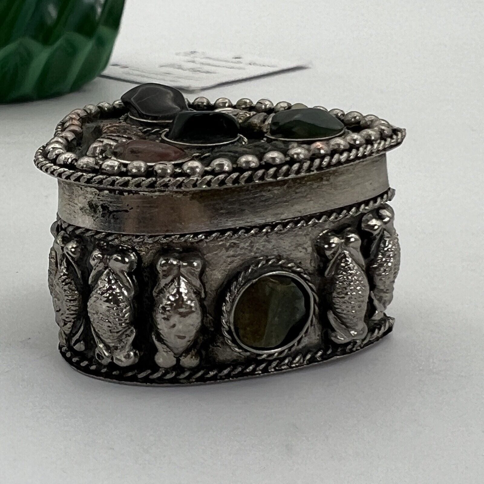 Portapillole a cuore vintage in Argento Silver plated Scatolina con pietre Categoria  Sheffield & Argento
