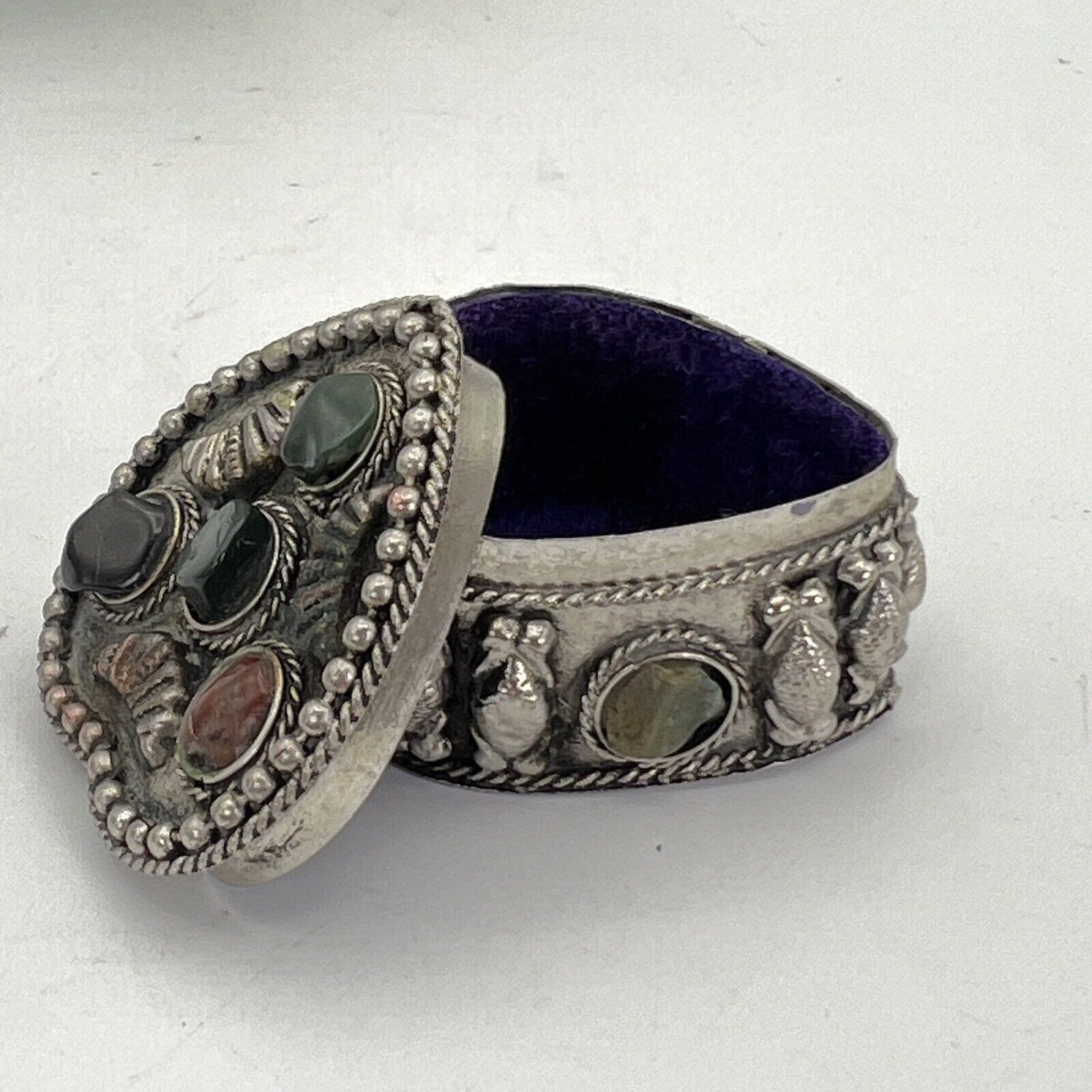 Portapillole a cuore vintage in Argento Silver plated Scatolina con pietre Categoria  Sheffield & Argento