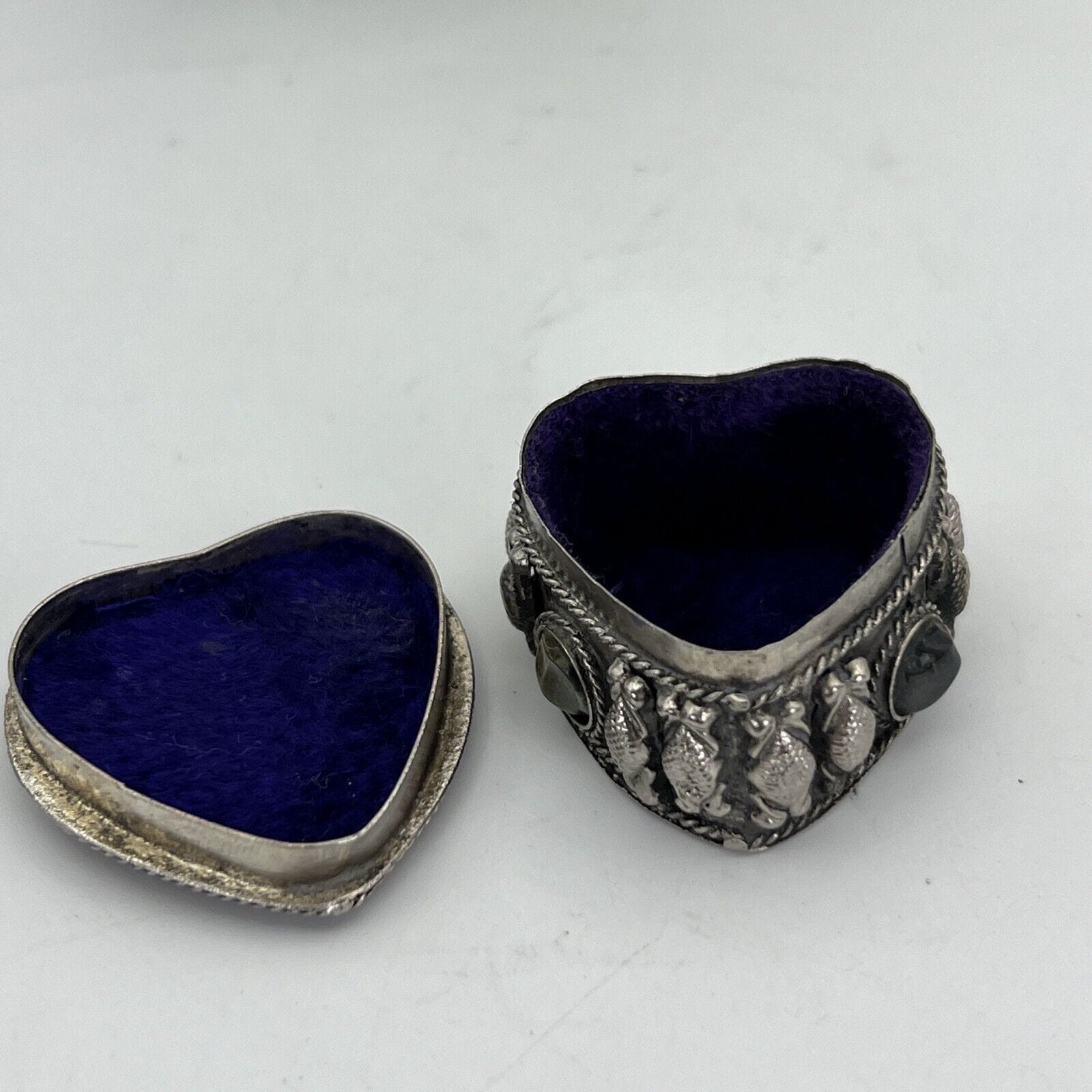 Portapillole a cuore vintage in Argento Silver plated Scatolina con pietre Categoria  Sheffield & Argento