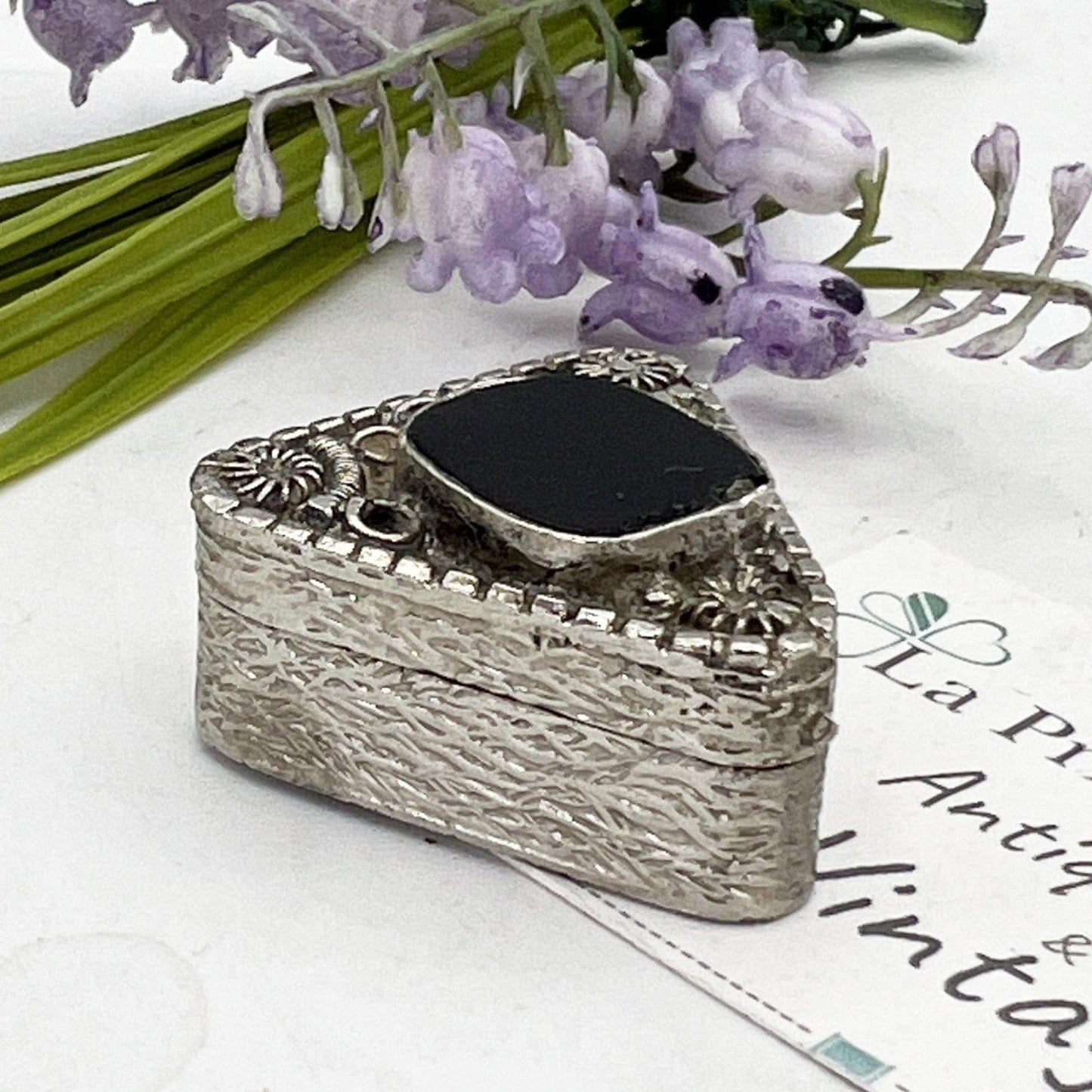 Portapillole a triangolo vintage in Argento Silver plated Scatolina con pietra Categoria  Sheffield & Argento