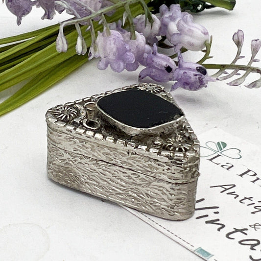 Portapillole a triangolo vintage in Argento Silver plated Scatolina con pietra Categoria  Sheffield & Argento