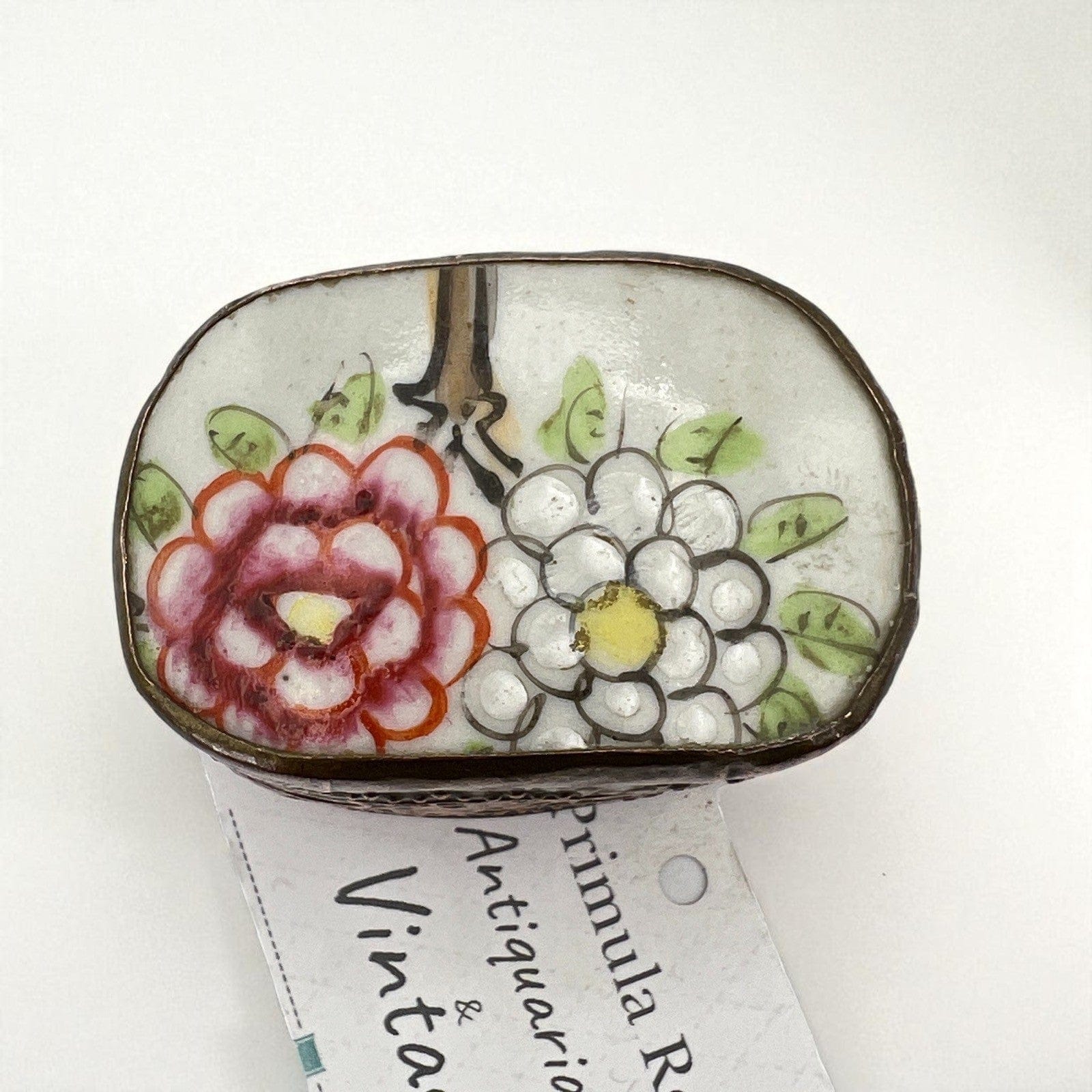 Portapillole porta anelli antico in Argento Silver plated Scatolina porcellana Categoria  Sheffield & Argento