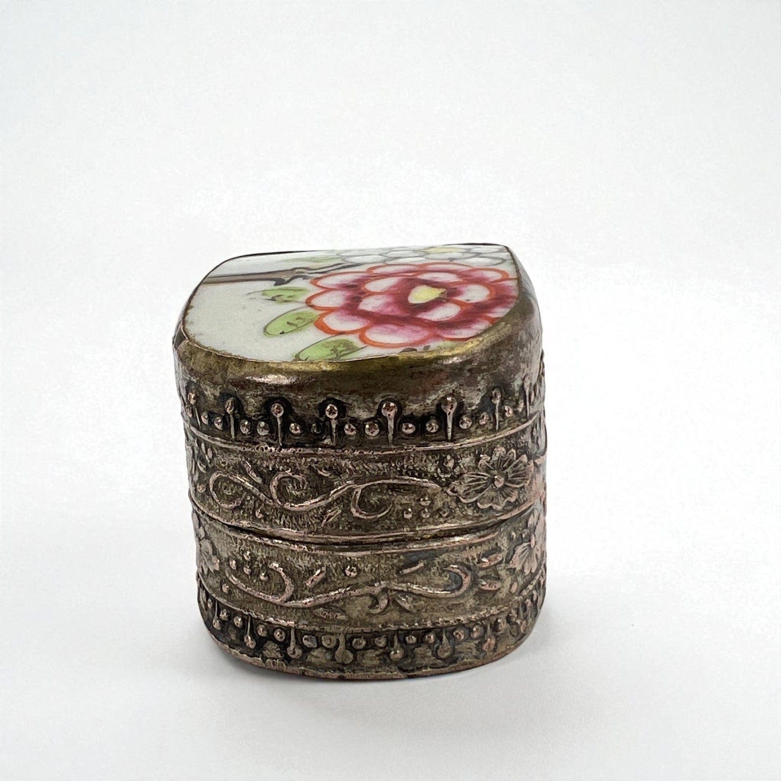 Portapillole porta anelli antico in Argento Silver plated Scatolina porcellana Categoria  Sheffield & Argento