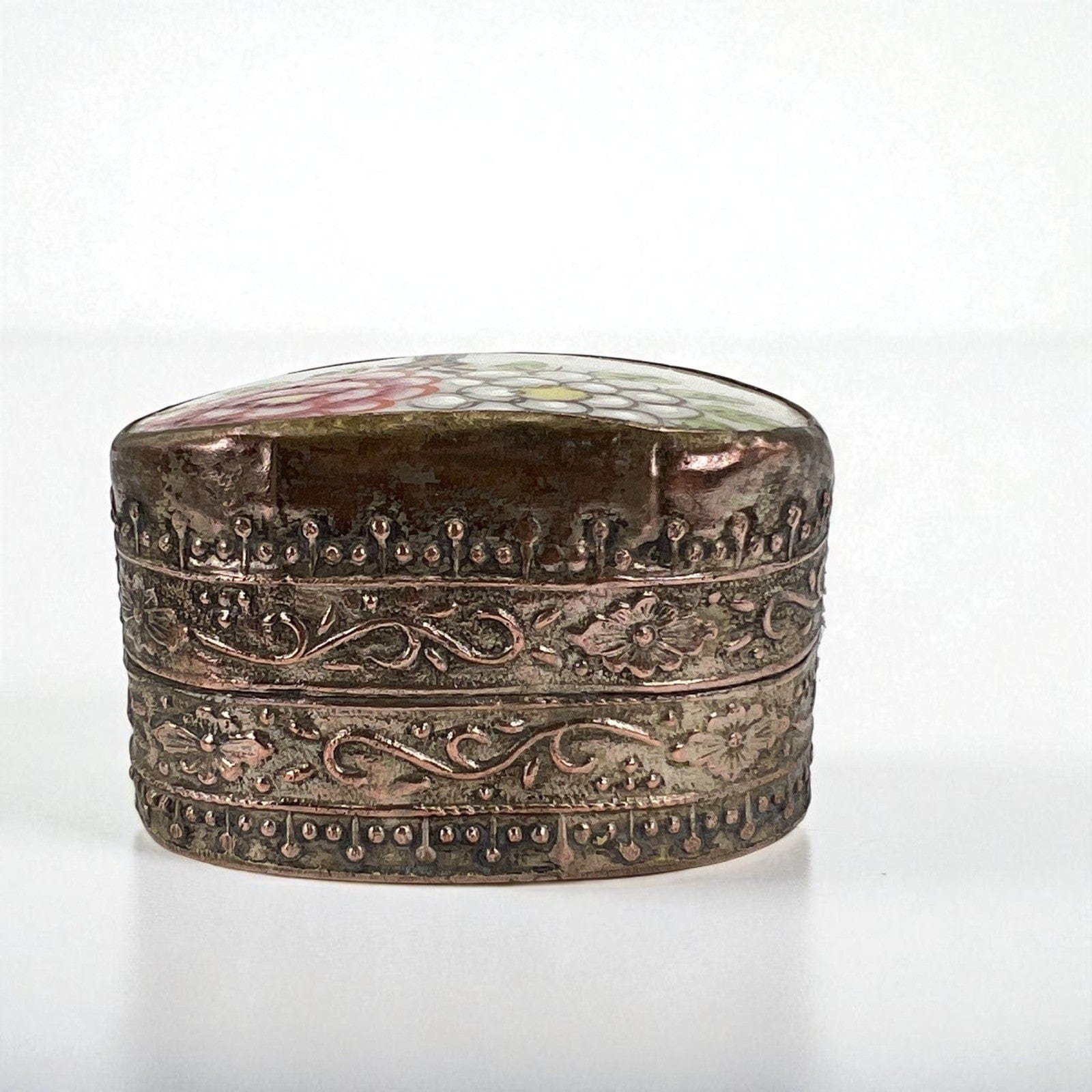 Portapillole porta anelli antico in Argento Silver plated Scatolina porcellana Categoria  Sheffield & Argento