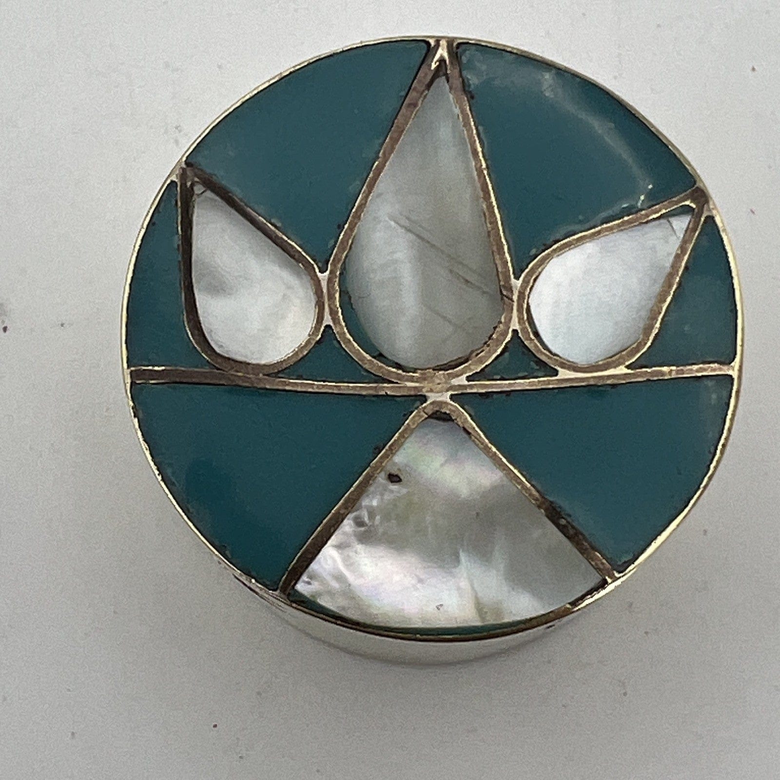 Portapillole Porta anello in Ottone lucido e Madreperla  Scatolina Vintage Categoria  Sheffield & Argento