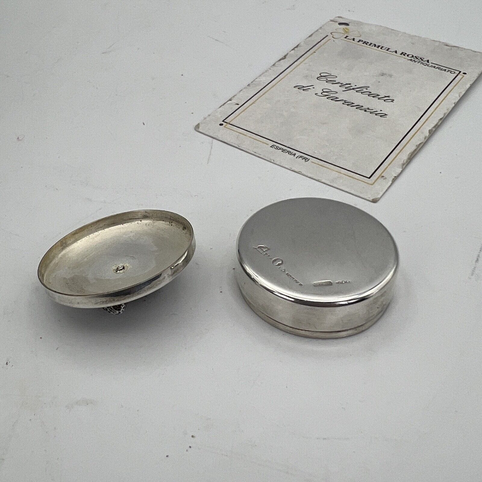 Portapillole Vintage in Argento 800 Raspini Scatolina anni 70 con Fragole Categoria  Sheffield & Argento