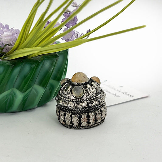 Portapillole vintage in Argento Silver plated Scatolina con pietre Indiana Categoria  Sheffield & Argento